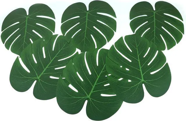 Alt view image 4 of 7 - Hopeak Artificial Palm Leaves 24 Pieces Large Palm Leaves for Hawaiian Luau Party Jungle Beach Theme Party Birthday Table and Wall Decorations