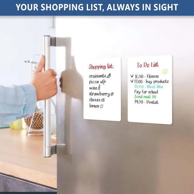 Alt view image 2 of 7 - Small Magnetic Whiteboard for Fridge 5x7 in - Dry Erase Board for Refrigerator - Small Magnet List for Frig - Magnetics White Board Sheet - Fridge List Magnet - Mini Magnetic Grocery Shoping