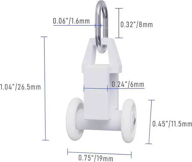 Alt view image 2 of 6 - 30Pcs 0.44" Dia Curtain Track Rollers Plastic Twin Wheeled Carriers Drapery Rail for Windows Shower Curtain Tracks