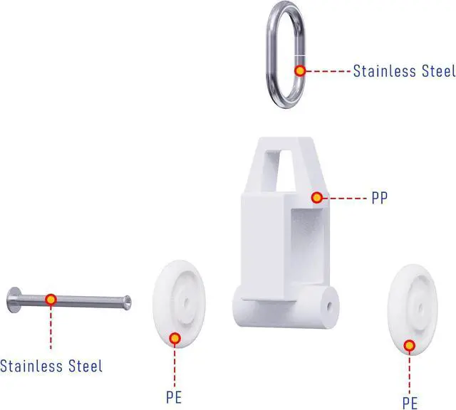 Alt view image 5 of 6 - 30Pcs 0.44" Dia Curtain Track Rollers Plastic Twin Wheeled Carriers Drapery Rail for Windows Shower Curtain Tracks