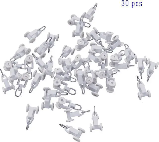 Alt view image 3 of 6 - 30Pcs 0.44" Dia Curtain Track Rollers Plastic Twin Wheeled Carriers Drapery Rail for Windows Shower Curtain Tracks