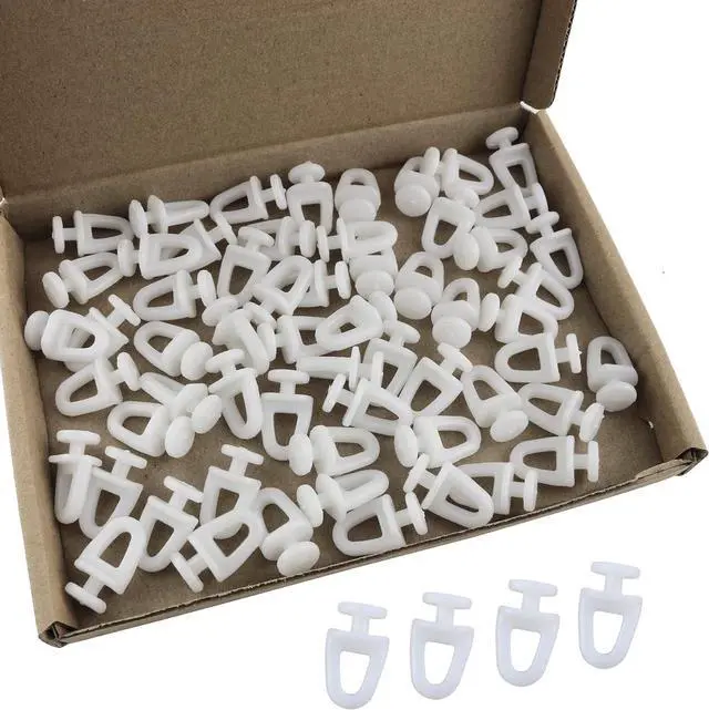 Alt view image 2 of 5 - Curtain Track Rollers 60PCS 11mm/0.43Inch Dia White Plastic Curtain Track Carrier Glide Rollers, Drapery Rail Sliding Glider for Windows Shower Curtain Tracks