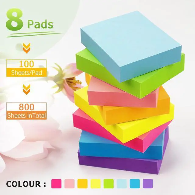 Alt view image 3 of 7 - Sticky Notes 1.5x2 in, Bright Colors Self-Stick Pads 8 Pads, 100 Sheets/Pad | Suitable for Home, Office, Notebooks, and School
