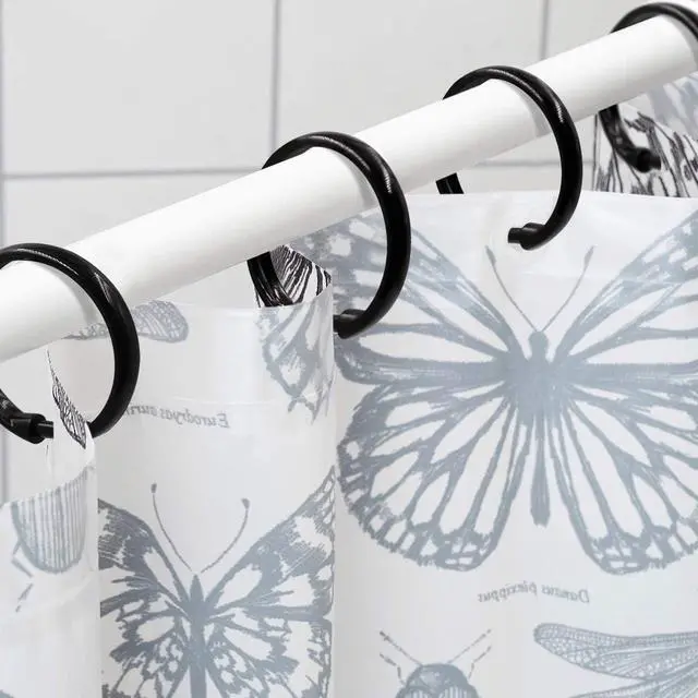 Alt view image 2 of 7 - Black Shower Curtain Hooks Rings, 12 Pcs Circular Plastic Shower Curtain Rings for Bathroom, Plastic Shower Curtain Hooks for Shower Curtain Rod, Black Shower Hooks Rings for Shower Curtain