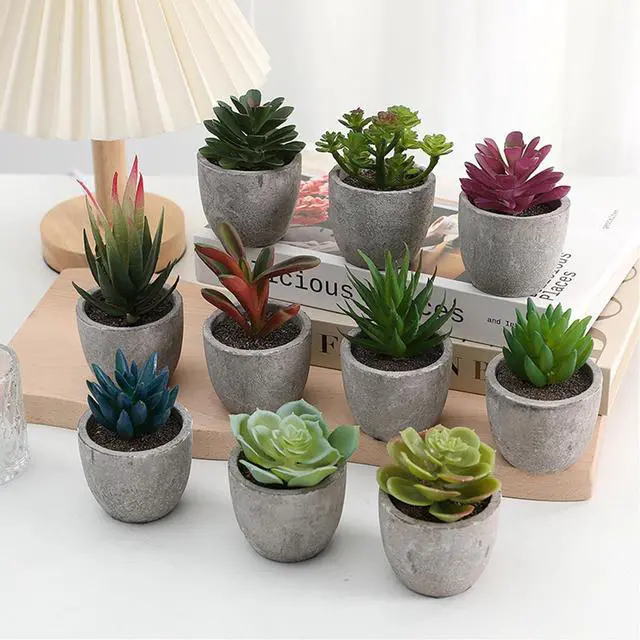 Alt view image 3 of 7 - ABAJI Mini 4 Succulents Plants Artificial in Pots Fake Plants for Bedroom Aesthetic Living Room Shelf Bathroom Decor Office Desk Accessories