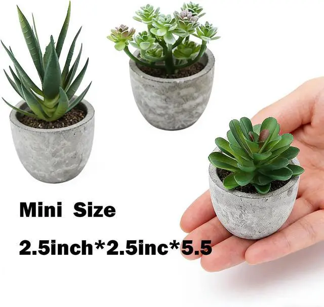 Alt view image 2 of 7 - ABAJI Mini 4 Succulents Plants Artificial in Pots Fake Plants for Bedroom Aesthetic Living Room Shelf Bathroom Decor Office Desk Accessories