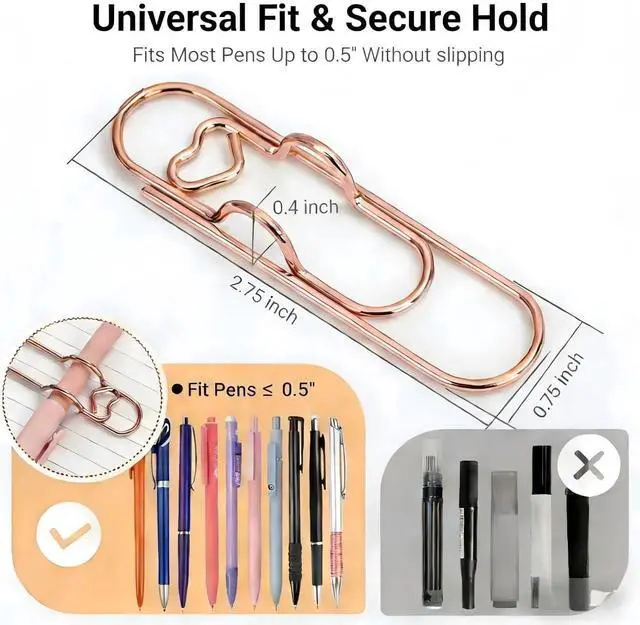 Alt view image 6 of 7 - 16 Pack Metal Pen Holder Clips, Stainless Steel Pen Loop Holders for Notebook Journal & Book, Ideal for School Office Students Teachers & Professionals, 4 Gold, 4 Rose Gold, 4 Silver & 4 Black