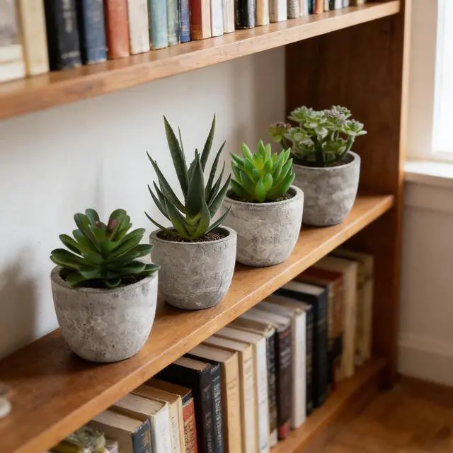 Alt view image 6 of 7 - ABAJI Mini 4 Succulents Plants Artificial in Pots Fake Plants for Bedroom Aesthetic Living Room Shelf Bathroom Decor Office Desk Accessories
