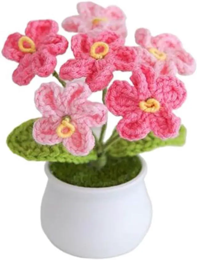 Main image of Crochet Forget-Me-Not Potted Plants Handmade Artificial Flowers | for Friends, Family and Lover, Artificial Handmade Flowers for Valentines Birthday Wedding Gift and Home Decor