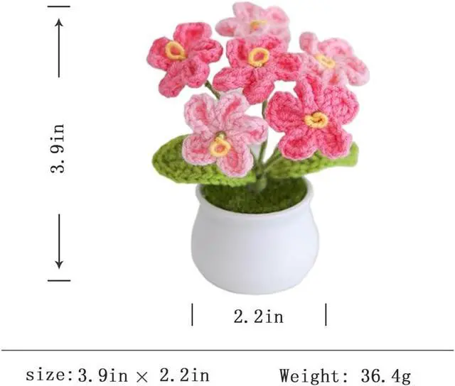Alt view image 2 of 7 - Crochet Forget-Me-Not Potted Plants Handmade Artificial Flowers | for Friends, Family and Lover, Artificial Handmade Flowers for Valentines Birthday Wedding Gift and Home Decor