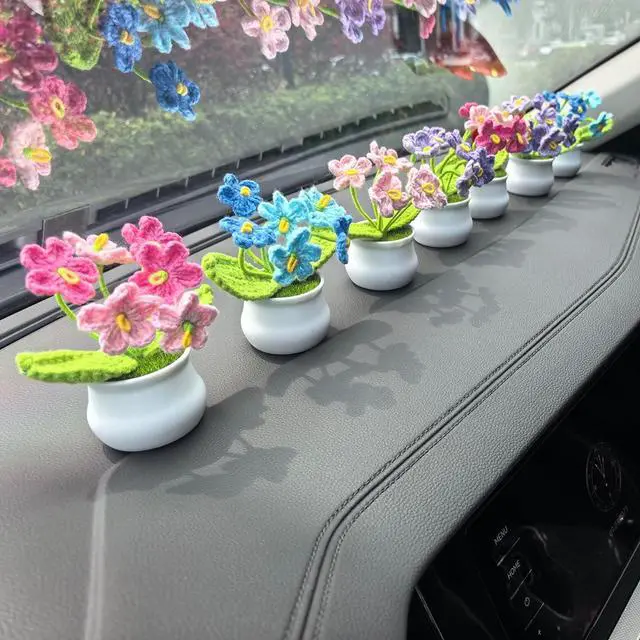 Alt view image 5 of 7 - Crochet Forget-Me-Not Potted Plants Handmade Artificial Flowers | for Friends, Family and Lover, Artificial Handmade Flowers for Valentines Birthday Wedding Gift and Home Decor