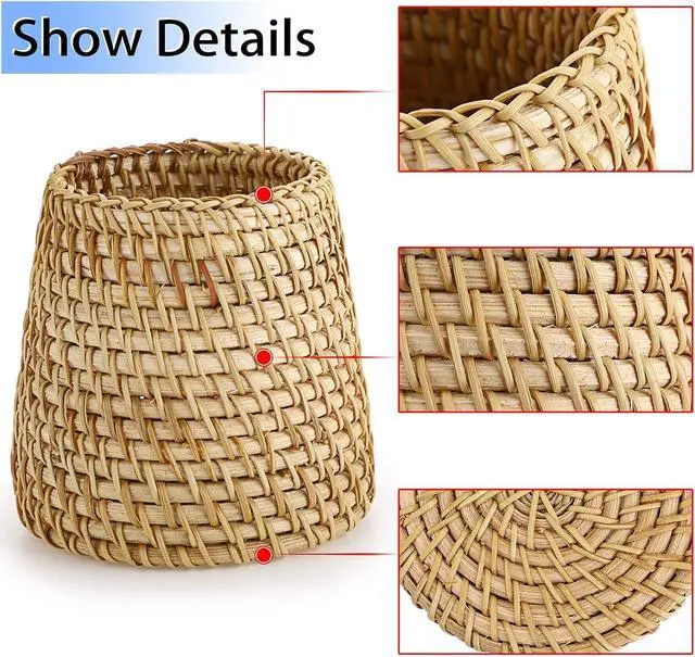 Alt view image 5 of 7 - BTSKY Rattan Pen Cup, Handmade Desk Pencil Holders Makeup Brush Holder Multi-Functional Woven Basket Office&Home Desktop Organizer(Cone)