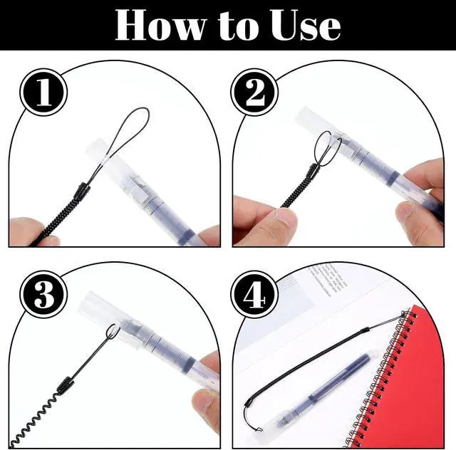 Alt view image 3 of 7 - 4 PCS Pen Leash, Elastic Tether Lanyard for Touch Pens, Retractable Spring Coil Strap Stylus Lanyard Cord for Touchscreen, Clipboard