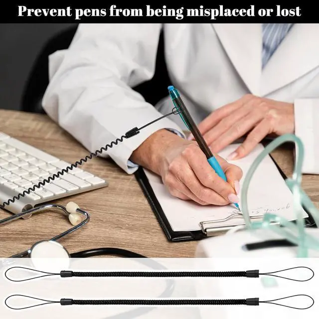 Alt view image 6 of 7 - 4 PCS Pen Leash, Elastic Tether Lanyard for Touch Pens, Retractable Spring Coil Strap Stylus Lanyard Cord for Touchscreen, Clipboard