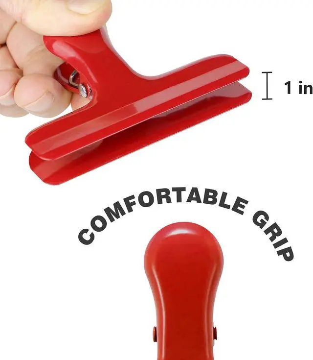 Alt view image 4 of 7 - Chip Clips 10 Pack, 3 Inches Wide Metal Bag Clips for Bread & Food Packages, 10 Pieces in 5 Colors. Heavy Duty Air Tight Seal Kitchen Clamps and Paper Clamps