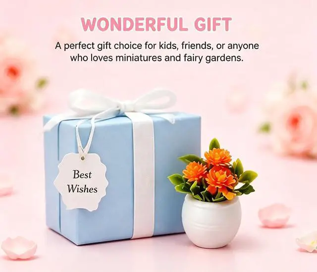 Alt view image 7 of 7 - 5Pcs Miniature Dollhouse Flowers, Colorful Faux Potted Plants Tiny Fairy Garden Artificial Fairy Garden for Doll House Decoration