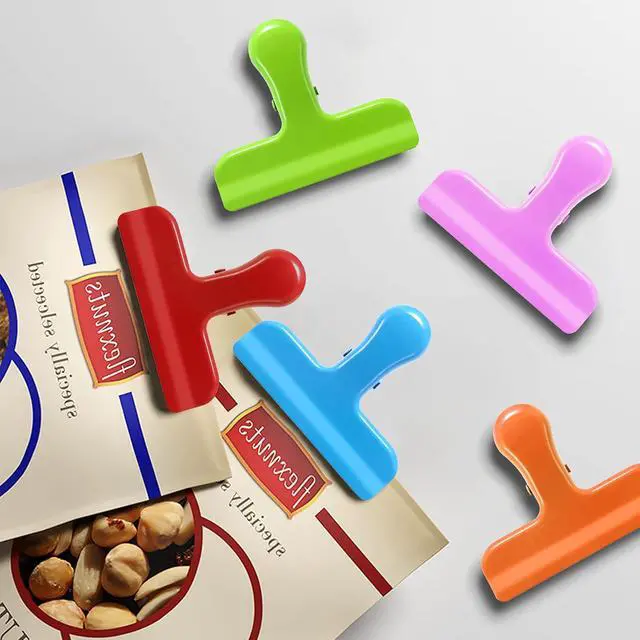 Alt view image 7 of 7 - Chip Clips 10 Pack, 3 Inches Wide Metal Bag Clips for Bread & Food Packages, 10 Pieces in 5 Colors. Heavy Duty Air Tight Seal Kitchen Clamps and Paper Clamps