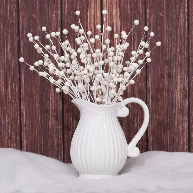 Alt view image 2 of 5 - Christmas Berries Picks White 14 Inches Set of 12 Tree Topper Decor
