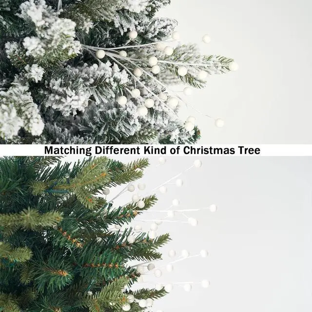 Alt view image 4 of 5 - Christmas Berries Picks White 14 Inches Set of 12 Tree Topper Decor