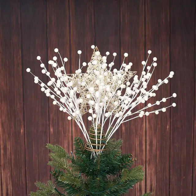 Alt view image 5 of 5 - Christmas Berries Picks White 14 Inches Set of 12 Tree Topper Decor