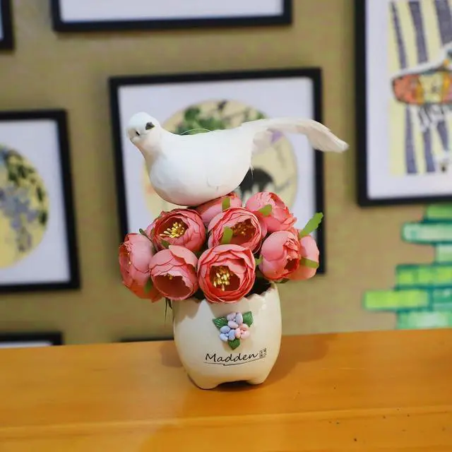 Alt view image 5 of 7 - 3 Pcs Large White Dove Artificial Dove Birds 8-Inch for Wedding Decoration Craft Home Garden Ornaments Flowers Floral Yard Patio Wreath Designs Christmas Tree Decor
