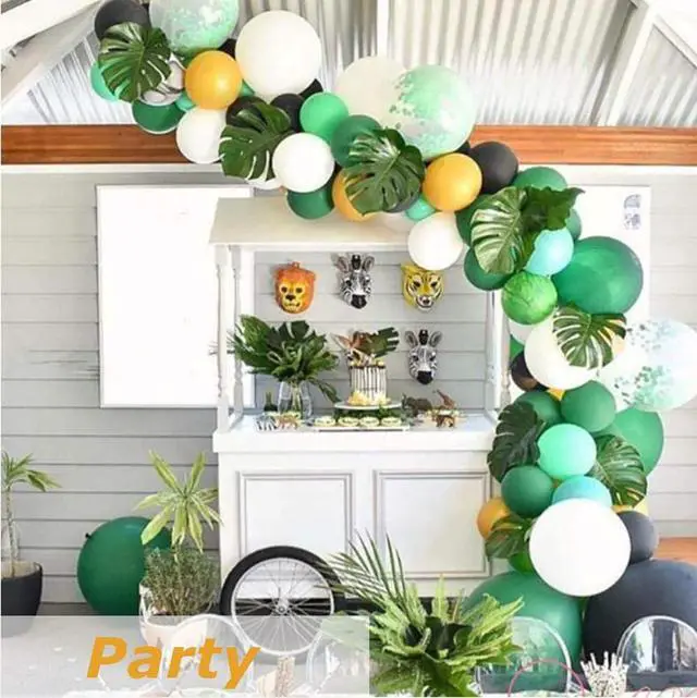 Alt view image 7 of 7 - Hopeak Artificial Palm Leaves 24 Pieces Large Palm Leaves for Hawaiian Luau Party Jungle Beach Theme Party Birthday Table and Wall Decorations