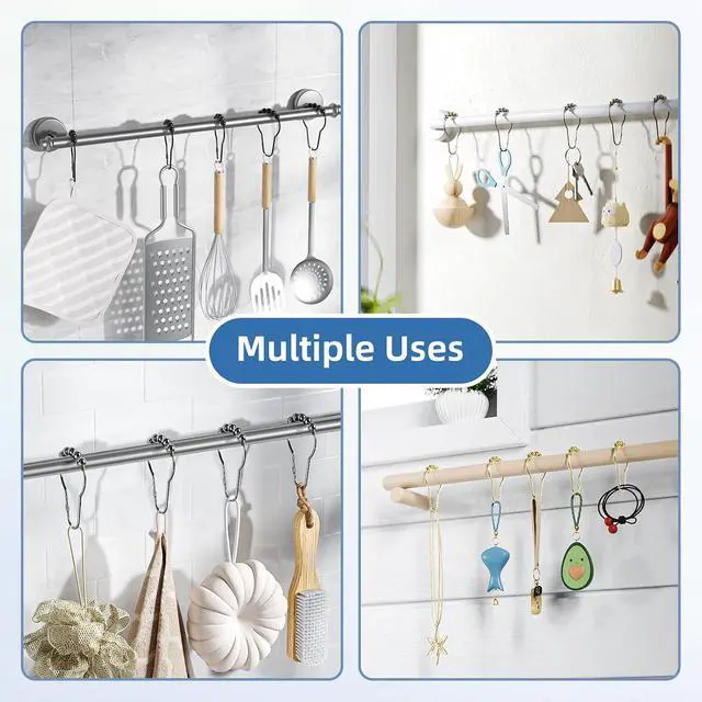 Alt view image 5 of 7 - Titanker Shower Curtain Rings Hooks, Rust-Resistant Metal Shower Curtain Hooks for Bathroom Shower Rods Shower Hooks Shower Rings for Curtain - Set of 12, Matte Black