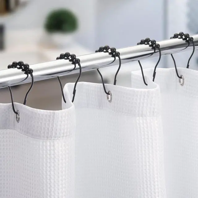 Alt view image 7 of 7 - Titanker Shower Curtain Rings Hooks, Rust-Resistant Metal Shower Curtain Hooks for Bathroom Shower Rods Shower Hooks Shower Rings for Curtain - Set of 12, Matte Black