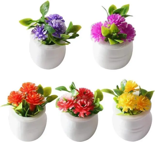 Main image of 5Pcs Miniature Dollhouse Flowers, Artificial Potted Plants, Fairy Garden Decor for Home, Office, Wedding Centerpiece Decoration