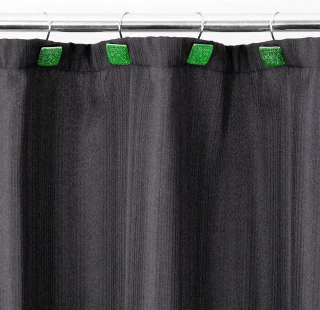 Alt view image 7 of 7 - Green Bling Shower Curtain Hooks: Christmas Bathroom Curtain Rings, 12Pcs | Glam Sparkly Crystal Diamond Shower Hooks, Cute Square Rhinestone Rustproof Hangers, Gift for Xmas Holiday Bathroom Decor