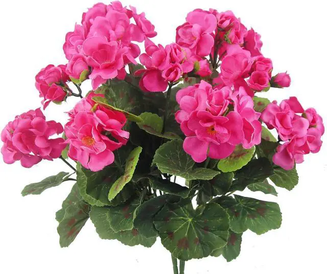 Main image of CISDUEO 2 Pcs Artificial Geraniums Outdoors Silk Flowers Outside Hot Pink | Faux Flowers Geraniums for Outdoor Planter Floral Home Decor Indoor Garden Patio Grave Cemetary Vase Table Centerpiece