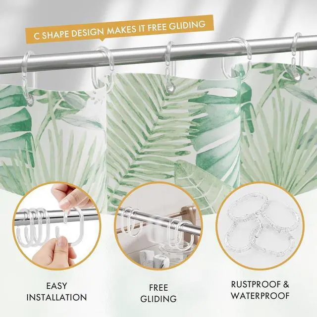 Alt view image 2 of 7 - Amazer Plastic Shower Curtain Rings, Shower Curtain Hooks, 24 Pcs C Shaped Shower Hooks for Shower Curtain, Clear Shower Curtain Hooks for Bathroom