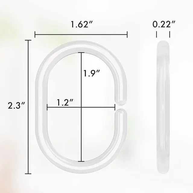 Alt view image 4 of 7 - Amazer Plastic Shower Curtain Rings, Shower Curtain Hooks, 24 Pcs C Shaped Shower Hooks for Shower Curtain, Clear Shower Curtain Hooks for Bathroom