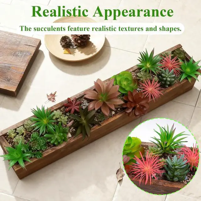 Alt view image 3 of 7 - 16 Pcs Artificial Succulents Plants Faux Plastic Succulents Assortment in Green & Colorful Tones for DIY Crafts, Floral Walls, Home, Garden, Office Decor, Party & Cake Decorations
