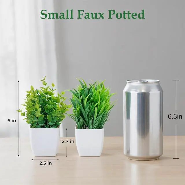 Alt view image 2 of 6 - DomeStar 2 PCS Small Fake Plants Potted | Indoor Office Desk, Apartment Wedding Tabletop, Greenery Decorations