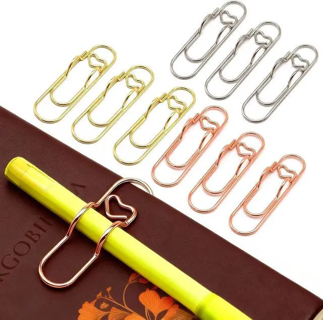 Main image of Venupple Pen Holder Clip, 9 Pack Large PaperClips Oversized Pen Clips for Notebook, Colorful Metal Pencil Holder