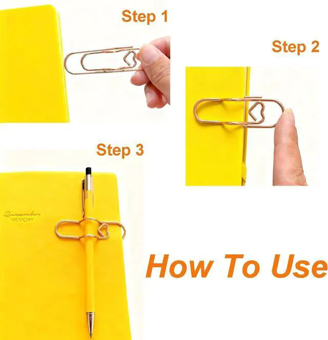 Alt view image 6 of 7 - Venupple Pen Holder Clip, 9 Pack Large PaperClips Oversized Pen Clips for Notebook, Colorful Metal Pencil Holder