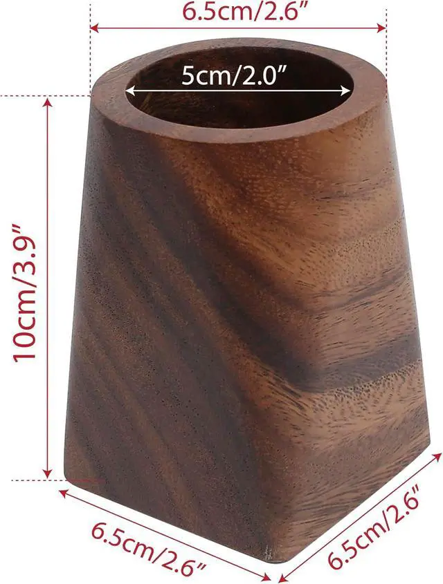 Alt view image 2 of 7 - Wooden Pencil Holder, Walnut Wood Pen Cup, Desk Accessories, 4 Inch Organizer Caddy Stand, Vintage Rustic Box for Desktop, Men Supplies, Makeup Brushes, Stationery, Offices Decoration