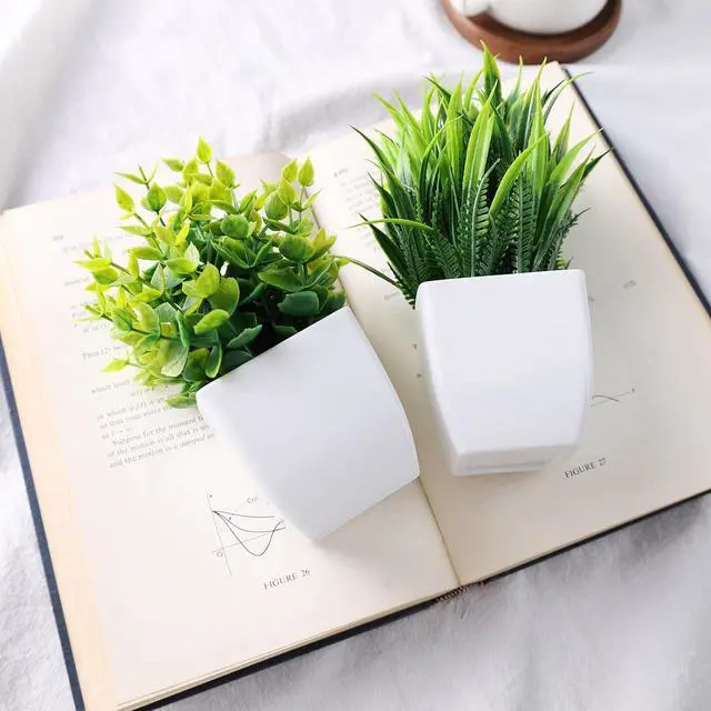 Alt view image 5 of 6 - DomeStar 2 PCS Small Fake Plants Potted | Indoor Office Desk, Apartment Wedding Tabletop, Greenery Decorations