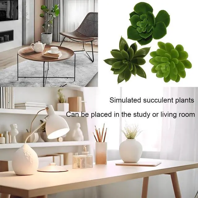 Alt view image 3 of 7 - 3pcs Faux Succulents Artificial Succulents Unpotted Realistic Mini Fake Plants for Home Decor Desk Bedroom Bathroom Office Shelf Decoration