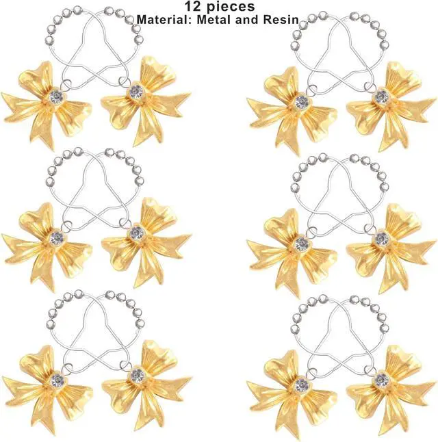 Alt view image 4 of 5 - 12 Pcs Gold Bow Knot Shower Curtain Hooks, Decorative Stainless Steel Shower Curtain Hooks for Bathroom Shower Rods