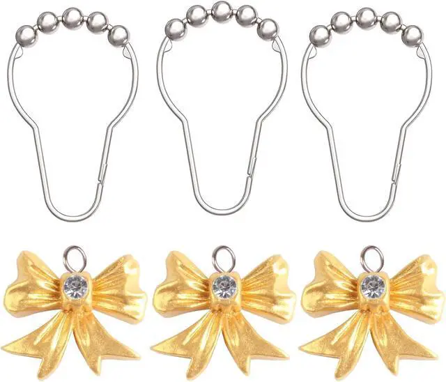 Alt view image 5 of 5 - 12 Pcs Gold Bow Knot Shower Curtain Hooks, Decorative Stainless Steel Shower Curtain Hooks for Bathroom Shower Rods