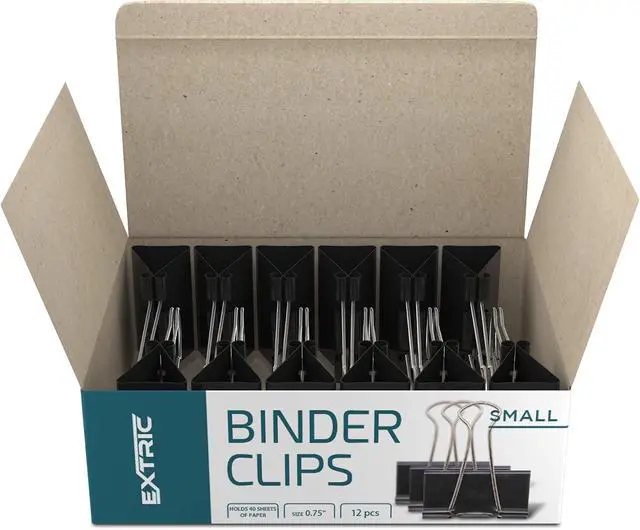 Alt view image 2 of 7 - Binder Clips - 24 Small Binder Clips, 0.75 Inch Black Paper Clamps, File Clip for Home, Office and School Supplies