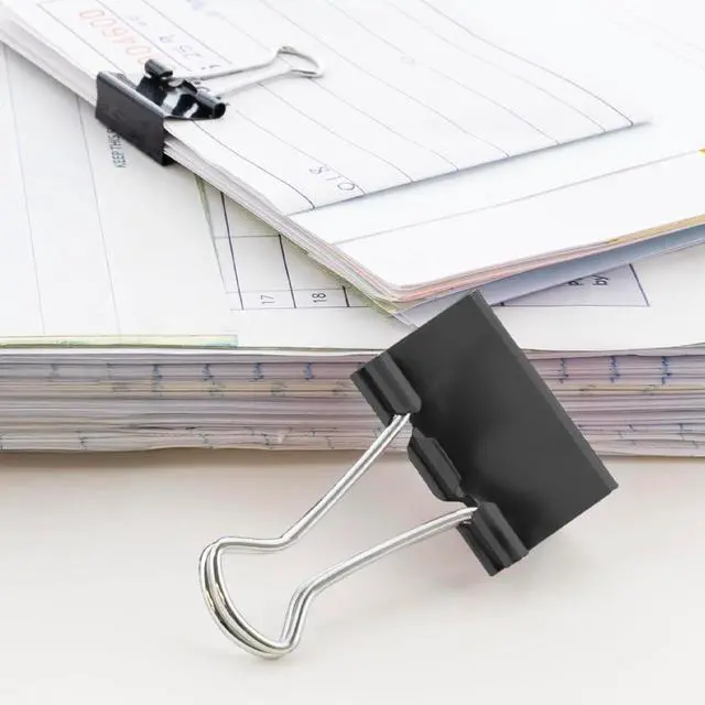 Alt view image 7 of 7 - BAZIC Products Assorted Size Binder Clips, Black, 12 Ct | clamp paper stacks tight and hold without staples or folds
