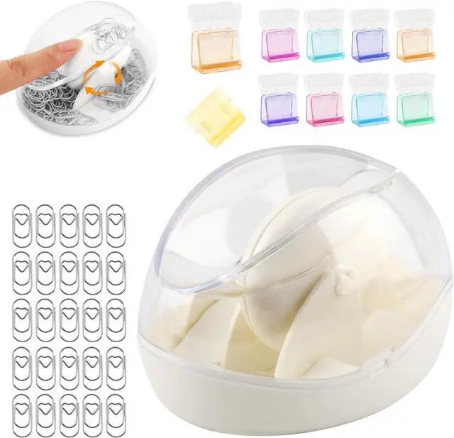 Main image of Paper Clip Holder, Magnetic Paperclip Holders for Desk, No-n-slip Paperclip Dispenser Holder with 110pcs Clips for School Office Supplies(COLOR:white)