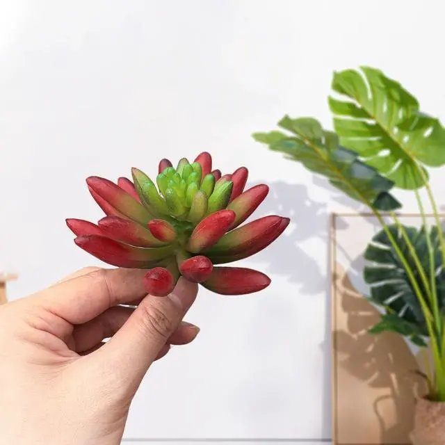 Alt view image 2 of 7 - 2 Pcs Artificial Succulent Plants, Realistic Fake Succulents, Artificial Plant for Garden Arrangement Decor, Red