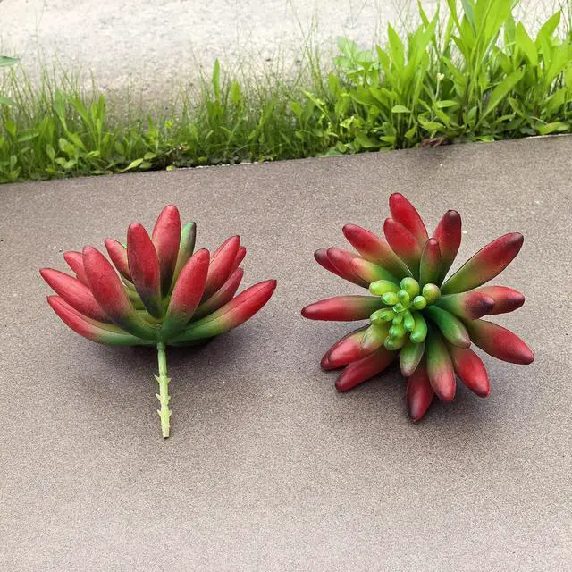 Alt view image 4 of 7 - 2 Pcs Artificial Succulent Plants, Realistic Fake Succulents, Artificial Plant for Garden Arrangement Decor, Red