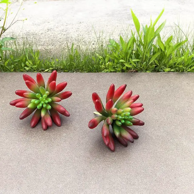 Alt view image 5 of 7 - 2 Pcs Artificial Succulent Plants, Realistic Fake Succulents, Artificial Plant for Garden Arrangement Decor, Red
