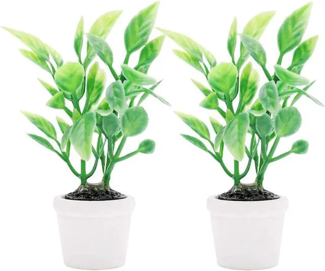 Main image of 2Pcs Green Miniature Plants Dollhouse Decoration Accessories, Mini Potted Plant Artificial Tiny Greenery Ornament Miniature Hanging Potted Plant Faux Flower Model Decoration