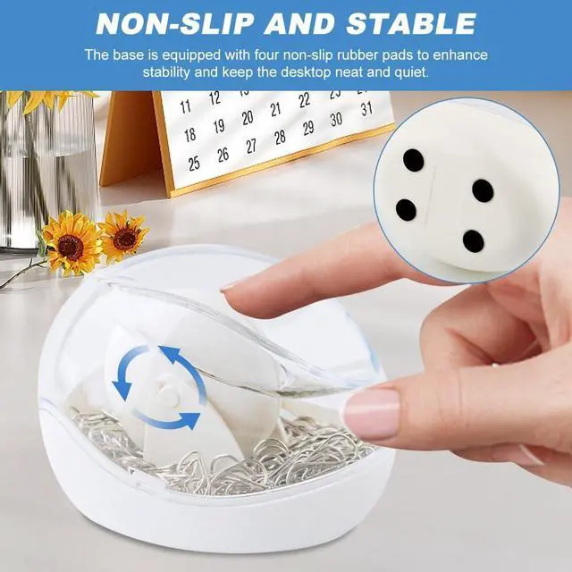 Alt view image 3 of 7 - Paper Clip Holder, Magnetic Paperclip Holders for Desk, No-n-slip Paperclip Dispenser Holder with 110pcs Clips for School Office Supplies(COLOR:white)